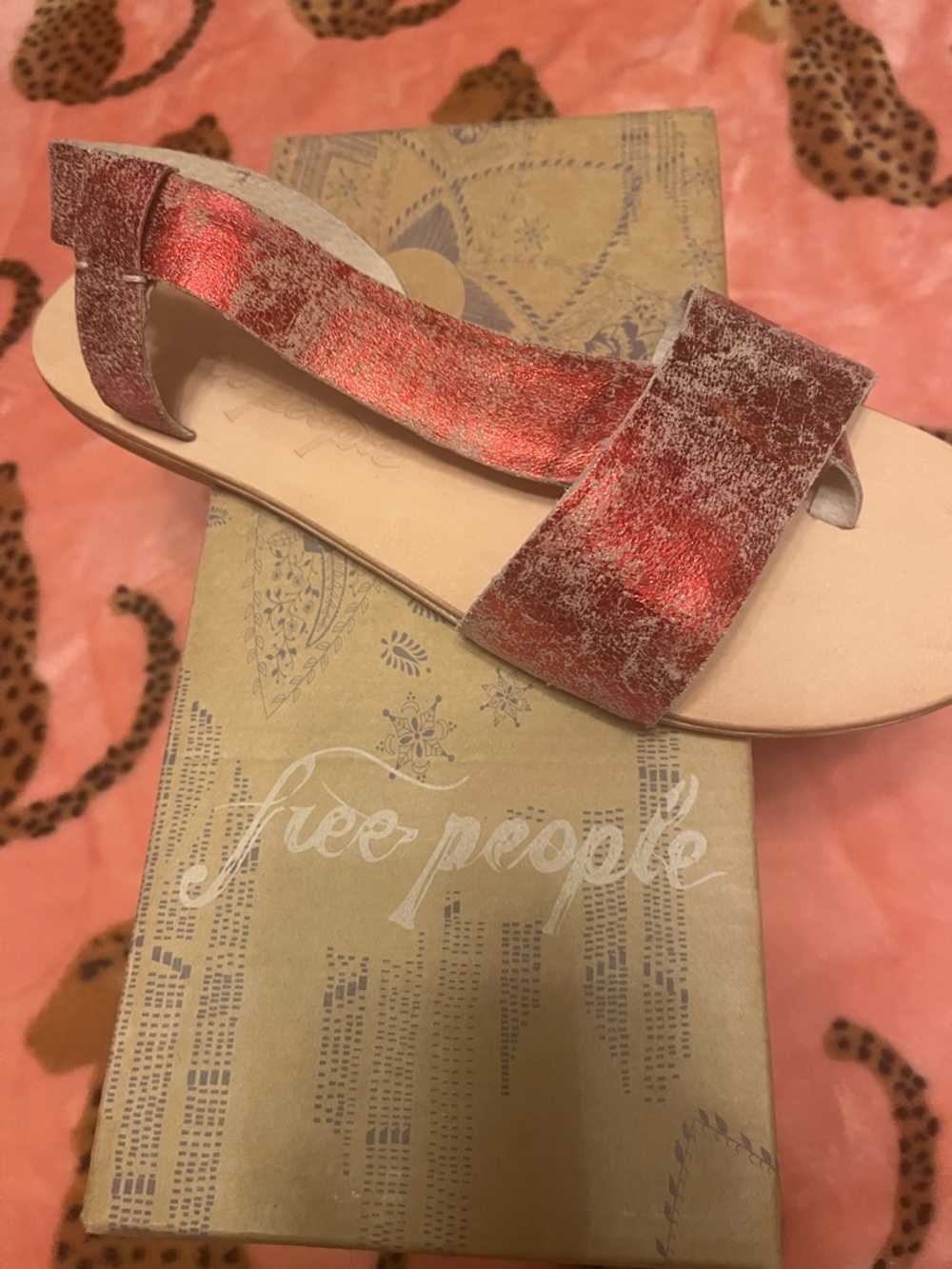 Free People Metallic Red Slide Sandals